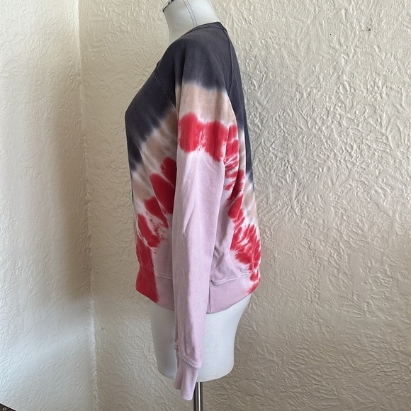 Daydreamer Flying V Tie Dye Varsity Crew Sweatshirt Red Pink Tan Blue Gray Small - Picture 6 of 11